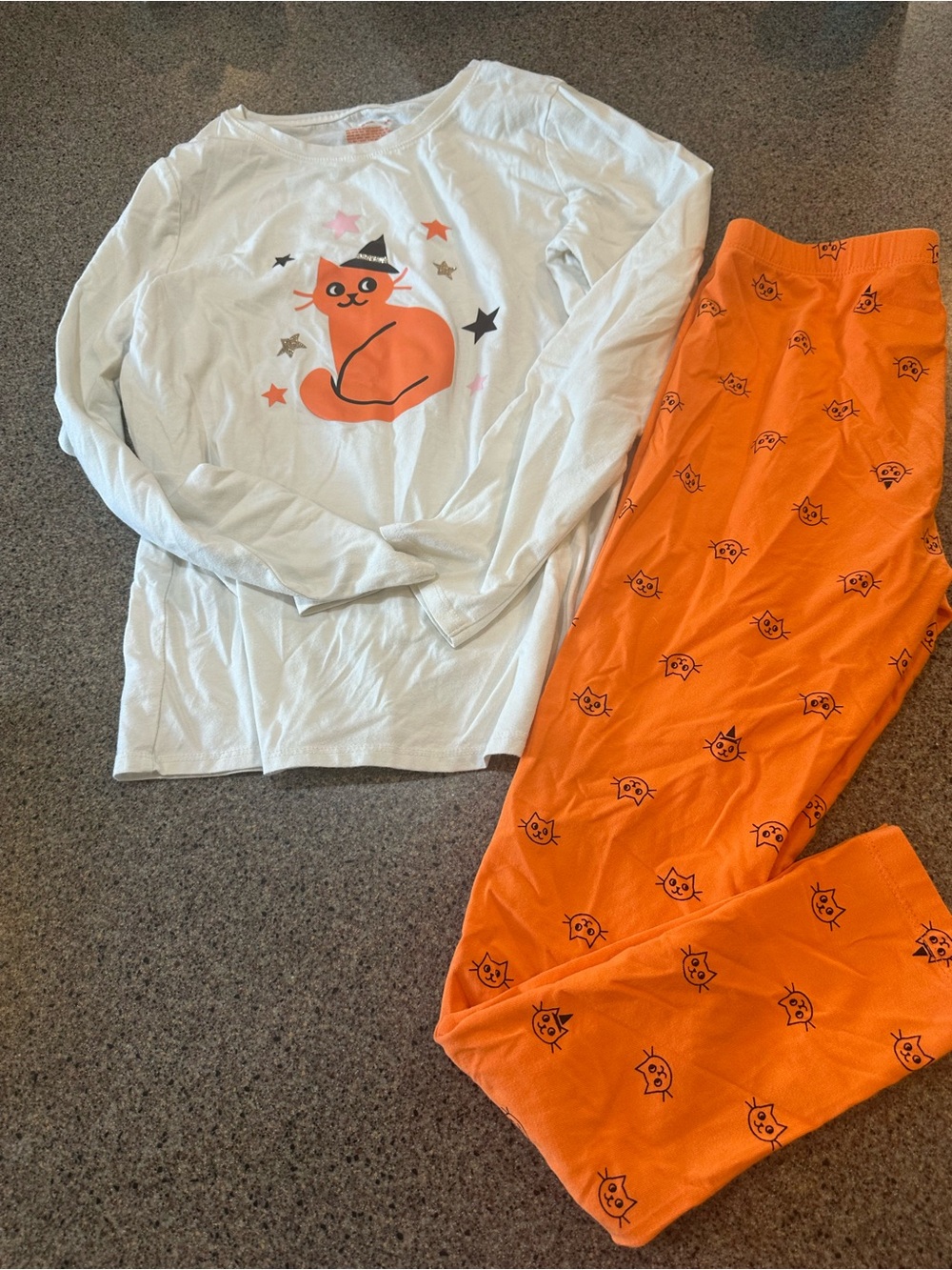 Kids Orange Cat Halloween outfit - Long Sleeve Top & Pants